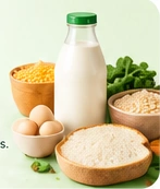 Milk, eggs, grains and breakfast essentials